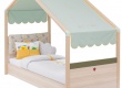 Dětská postel Beatrice 80x180cm se stříškou - dub světlý/zelená
