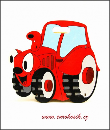 Dětský odpadkový koš Traktor červený