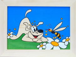 Dětský obrázek na zeď pes a včela