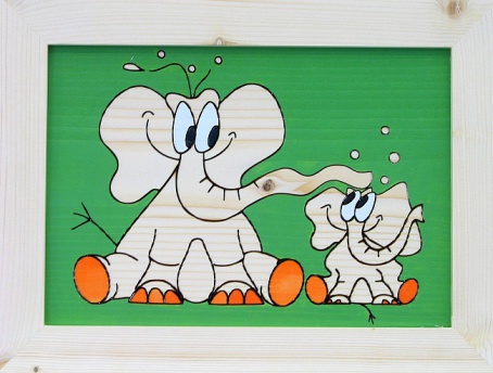 Dětský obrázek sloni zelený
