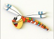 Dekorace vážka pruh. oranž. 20cm - 2ks