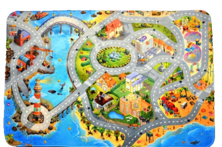 dětský koberec 3D město s pláží