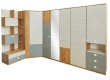 Studentský pokoj Ezra - třídveřová šatní skříň se zrcadlem, rohová šatní skříň, jednodveřová skříň, kombinovaná skříňka, regál
