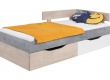 Dětská postel Omega 90x200cm s úložným prostorem – bílá/dub/beton
