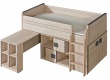 Multifunkční postel 90x200cm se skříňkou Loki - dub santana/popel