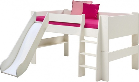 Dětská vyvýšená postel se skluzavkou Dany 90x200cm - čistě bílá