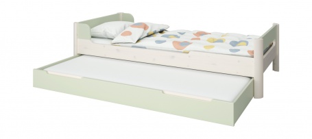 Dětská postel s přistýkou Eveline 90x200cm - bílý masiv/zelená