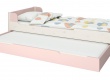 Dětská postel s přistýlkou Eveline 90x200cm - bílý masiv/růžová