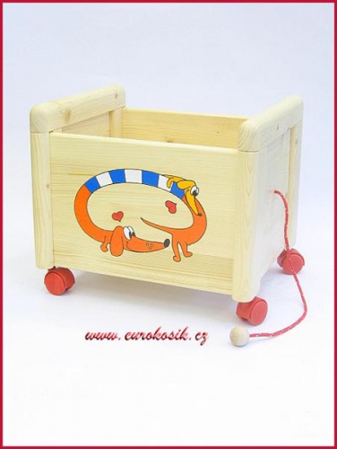 Dřevěný box na hračky Box na hračky Jezevčík oranžový