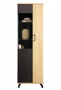 Úzká skříň s prosklením Otis - dub/černá