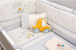 Ložní souprava do postýlky 75x115cm Buggy - bílá/modrá/žlutá