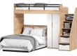 Patrová postel Trendy 90x200cm-120x200cm se skříní - dub zlatý/bílá