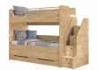 Patrová postel s úložným prostorem a schůdky Cody 90x200cm - dub světlý