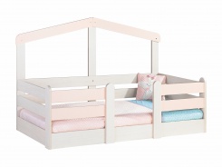 Dětská postel 90x190 Boom - bříza/růžová