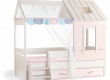Domečková postel s úložným prostorem Boom - bříza/růžová