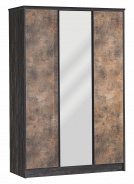 Třídveřová šatní skříň se zrcadlem Falko - dub rebap/bronz