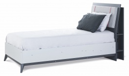 Studentská postel 100x200 s úložným prostorem Thor - růžová/šedá/černá