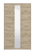 Třídveřová šatní skříň se zrcadlem Juan - dub šedý