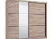 2D šatní skříň s posuvnými dveřmi a zrcadlem 245 Debby - dub šedý
