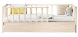 Dětská postel 100x200cm se zábranami a zásuvkou Fairy - dub světlý