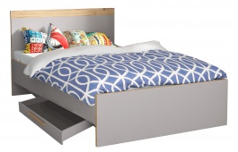 Studentská postel 120x200 se zásuvkou Neal - šedá/dub catania