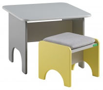 Set dětského stolku a stoličky Raundo - šedá/žlutá