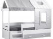 Domečková postel 90x200 s úložným prostorem Boom - bílá/šedá