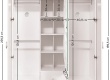 Třídvéřová šatní skříň s prosklením Chloe - rozměry + vnitřní prostor