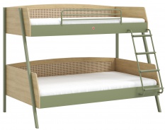 Studentská patrová postel 90x200cm-120x200cm Habitat - dub/zelená