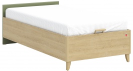 Studentská postel 100x200cm s výklopným úložným prostorem Habitat - dub/zelená