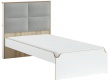 Studentská postel s čalouněným čelem 100x200cm Dylan - bílá/dub světlý