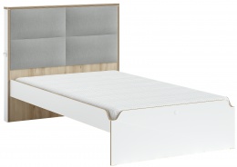 Studentská postel s čalouněným čelem 120x200cm Dylan - bílá/dub světlý