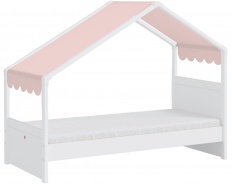 Domečková postel se stříškou Fairy I - bílá/růžová