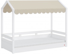 Domečková postel se stříškou Fairy II - bílá/béžová