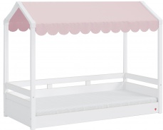 Domečková postel se stříškou Fairy II - bílá/růžová