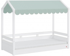Domečková postel se stříškou Fairy II - bílá/zelená
