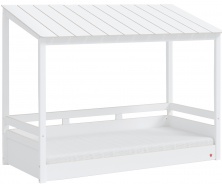 Domečková postel s dřevěnou střechou Fairy - bílá