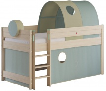 Vyvýšená postel s doplňky Fairy - dub světlý/zelená