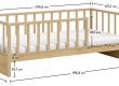 Dětská postel 100x200cm se zábranami Cody - rozměry