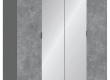 Čtyřdveřová šatní skříň se zrcadlem Pluto - šedá