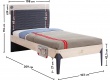 Studentská postel 100x200cm s poličkou Lincoln - rozměry
