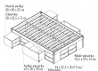 Postel z masivu 140x200cm s výsuvnými nočními stolky a úložným prostorem Diablo - rozměry