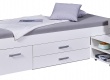 Studentská postel 90x200cm s výsuvným nočním stolkem a úložným prostorem Skye - bílá