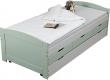 Dětská postel z masivu 90x200cm s přistýlkou a úložným prostorem Zani - zelená/šedá