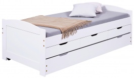 Studentská postel 90x190cm s přistýlkou a úložným prostorem Janett - bílá
