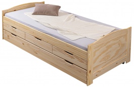 Studentská postel 90x200cm s přistýlkou a úložným prostorem Janett - borovice