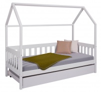 Domečková postel II z masivu 90x200cm se zásuvkou Sully - bílá