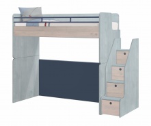 Vyvýšená postel se schůdky Lincoln Modular - dub, dub modrá, dub tmavě modrá