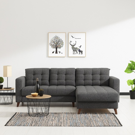 Rohová sedací souprava, rozkládací s úložným prostorem Lungo - v prostoru