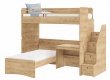 Patrová postel s psacím stolem a schůdky Modular 2 - dub